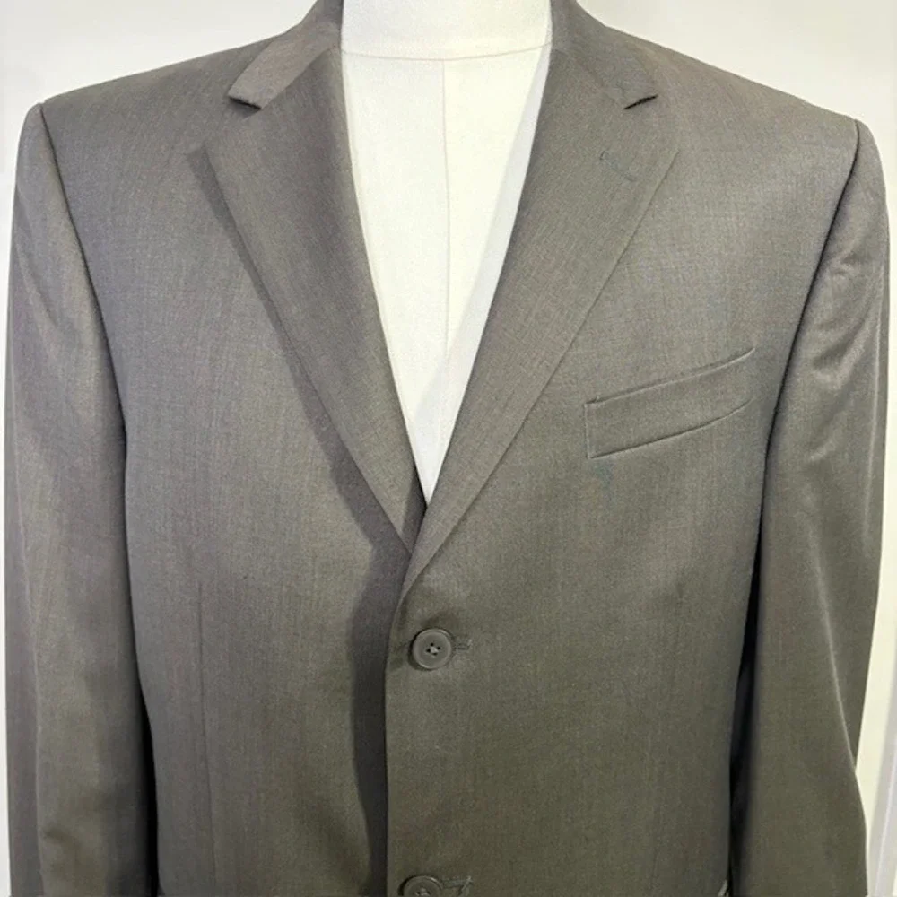 Oscar de la Renta Profile Men's Charcoal brown Wool Silk Suit Jacket Blazer 42L